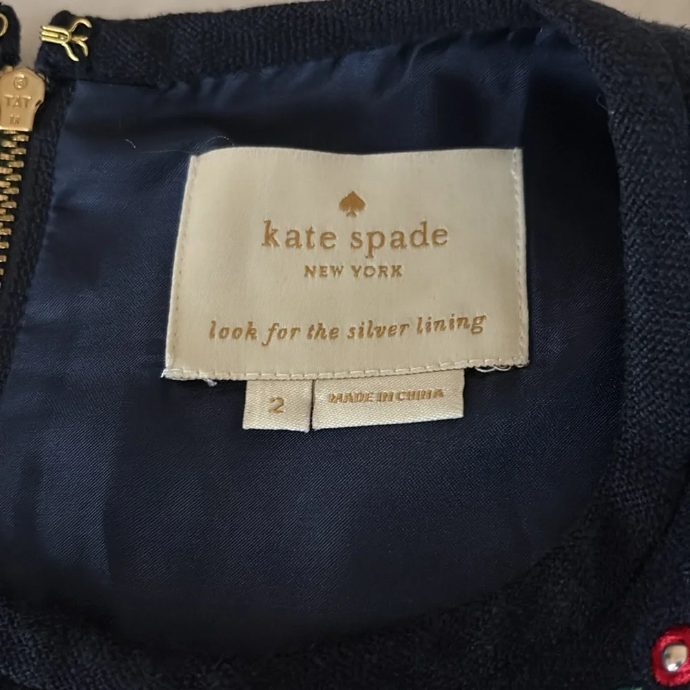 Kate Spade retail $498 New York Embroidered Tassel Beaded Dress Navy, 2